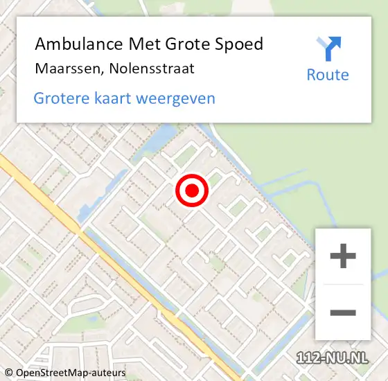 Locatie op kaart van de 112 melding: Ambulance Met Grote Spoed Naar Maarssen, Nolensstraat op 7 oktober 2017 09:07