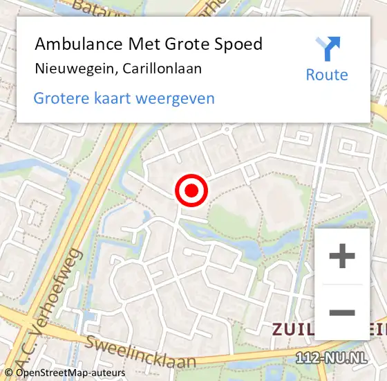 Locatie op kaart van de 112 melding: Ambulance Met Grote Spoed Naar Nieuwegein, Carillonlaan op 7 oktober 2017 09:11