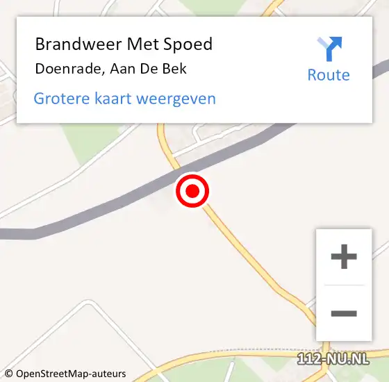 Locatie op kaart van de 112 melding: Brandweer Met Spoed Naar Doenrade, Aan De Bek op 7 oktober 2017 09:19