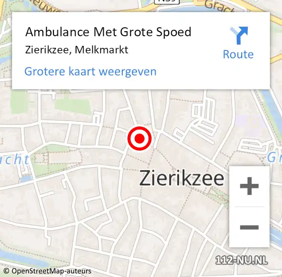 Locatie op kaart van de 112 melding: Ambulance Met Grote Spoed Naar Zierikzee, Melkmarkt op 7 oktober 2017 09:24