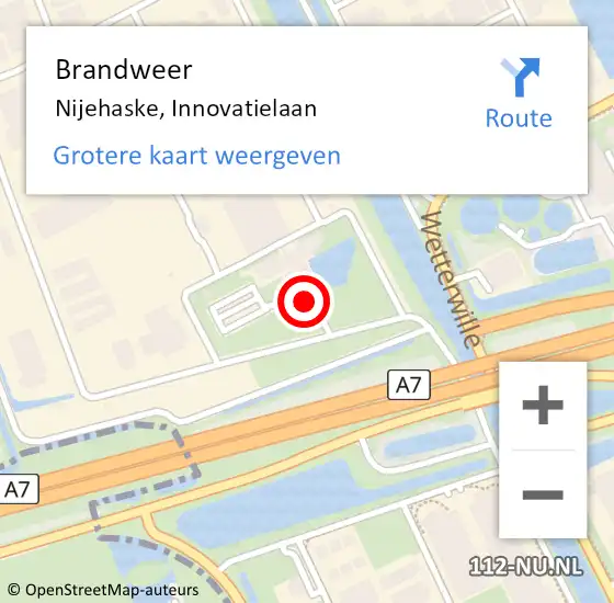 Locatie op kaart van de 112 melding: Brandweer Nijehaske, Innovatielaan op 3 februari 2014 14:09