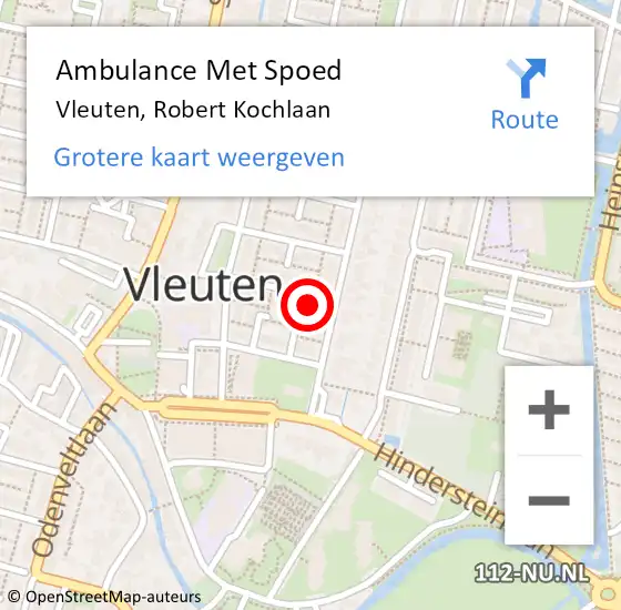 Locatie op kaart van de 112 melding: Ambulance Met Spoed Naar Vleuten, Robert Kochlaan op 7 oktober 2017 10:46