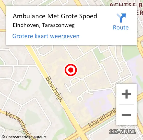 Locatie op kaart van de 112 melding: Ambulance Met Grote Spoed Naar Eindhoven, Tarasconweg op 7 oktober 2017 11:01