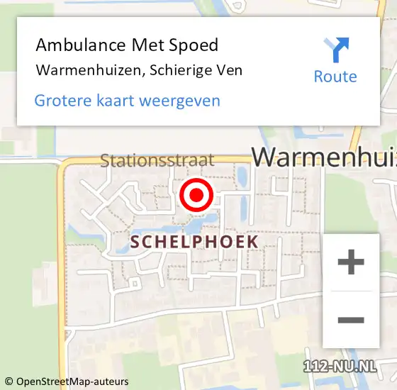 Locatie op kaart van de 112 melding: Ambulance Met Spoed Naar Warmenhuizen, Schierige Ven op 7 oktober 2017 11:53