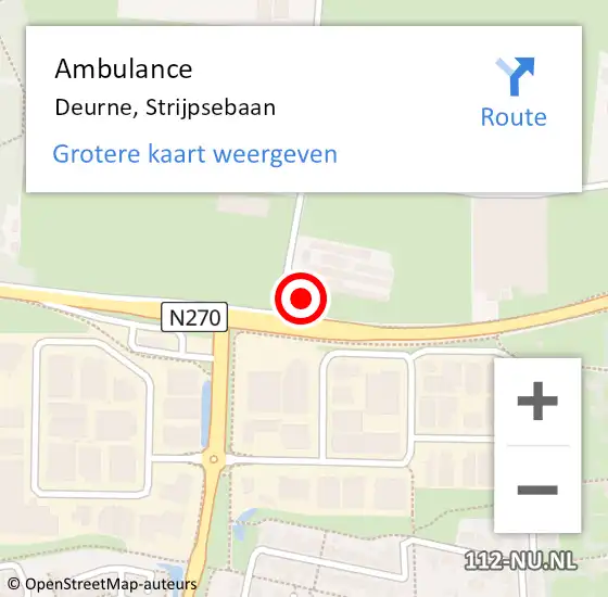 Locatie op kaart van de 112 melding: Ambulance Deurne, Strijpsebaan op 7 oktober 2017 12:42