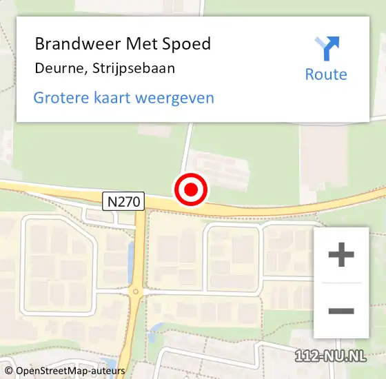 Locatie op kaart van de 112 melding: Brandweer Met Spoed Naar Deurne, Strijpsebaan op 7 oktober 2017 13:09