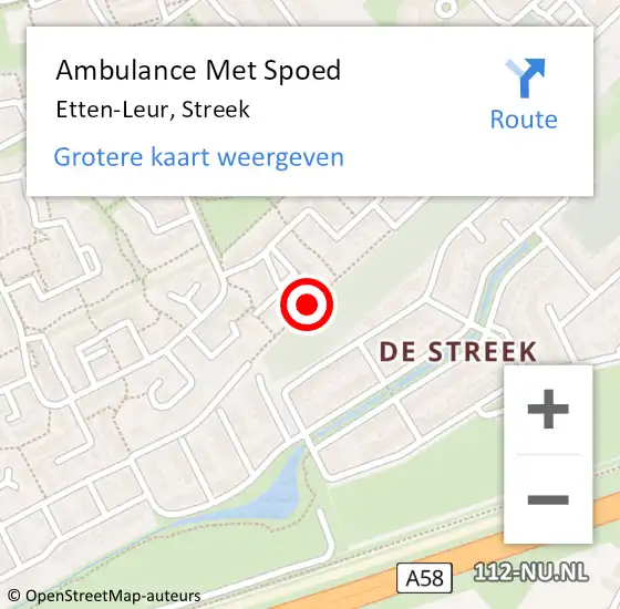 Locatie op kaart van de 112 melding: Ambulance Met Spoed Naar Etten-Leur, Streek op 7 oktober 2017 13:55