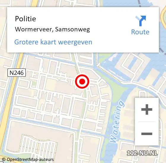 Locatie op kaart van de 112 melding: Politie Wormerveer, Samsonweg op 7 oktober 2017 14:26