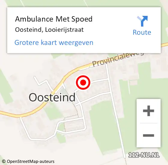 Locatie op kaart van de 112 melding: Ambulance Met Spoed Naar Oosteind, Looierijstraat op 7 oktober 2017 14:36