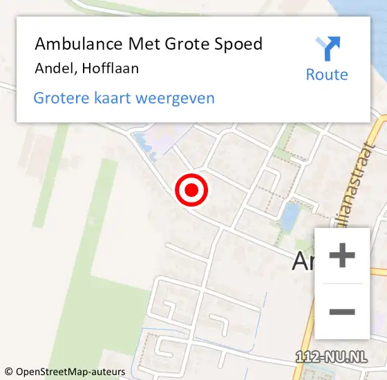 Locatie op kaart van de 112 melding: Ambulance Met Grote Spoed Naar Andel, Hofflaan op 7 oktober 2017 14:43