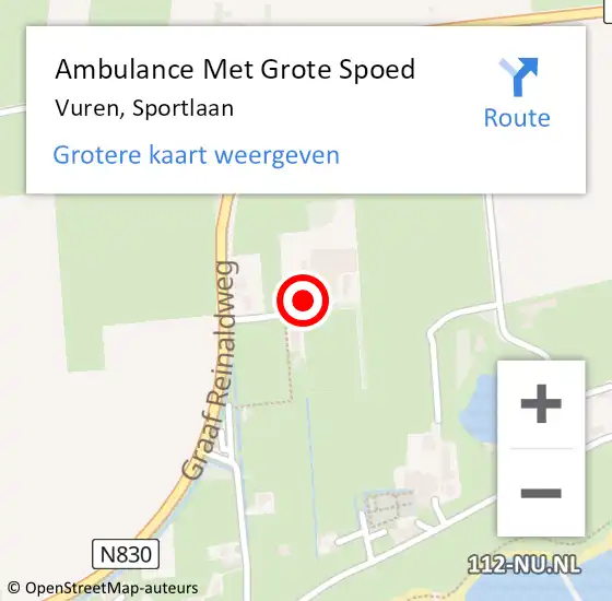 Locatie op kaart van de 112 melding: Ambulance Met Grote Spoed Naar Vuren, Sportlaan op 7 oktober 2017 14:47