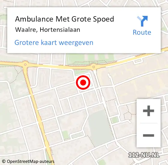 Locatie op kaart van de 112 melding: Ambulance Met Grote Spoed Naar Waalre, Hortensialaan op 7 oktober 2017 16:54