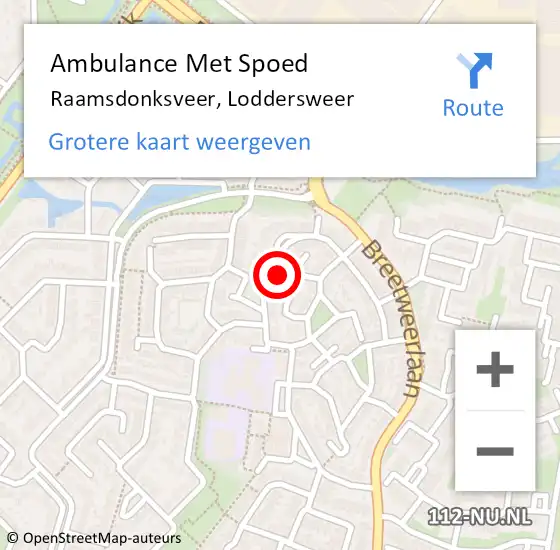 Locatie op kaart van de 112 melding: Ambulance Met Spoed Naar Raamsdonksveer, Loddersweer op 7 oktober 2017 17:25