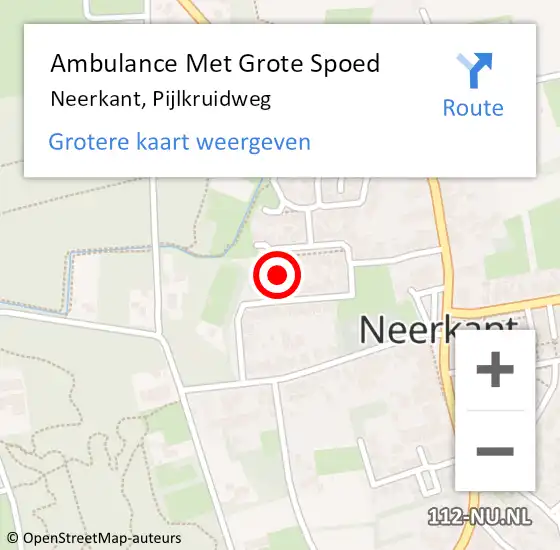 Locatie op kaart van de 112 melding: Ambulance Met Grote Spoed Naar Neerkant, Pijlkruidweg op 7 oktober 2017 18:04