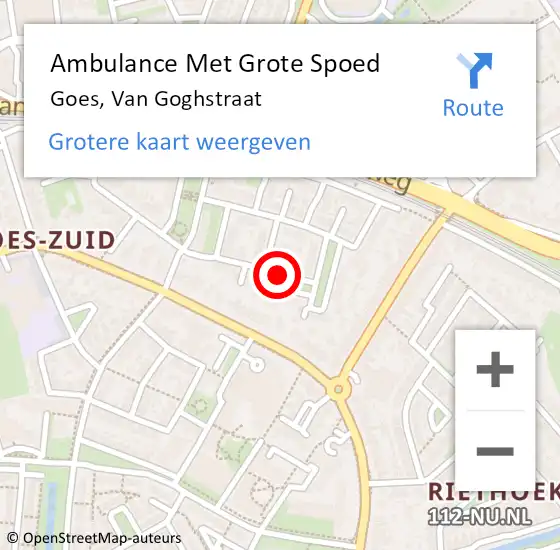 Locatie op kaart van de 112 melding: Ambulance Met Grote Spoed Naar Goes, Van Goghstraat op 7 oktober 2017 18:22