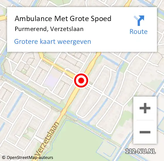 Locatie op kaart van de 112 melding: Ambulance Met Grote Spoed Naar Purmerend, Verzetslaan op 7 oktober 2017 18:24