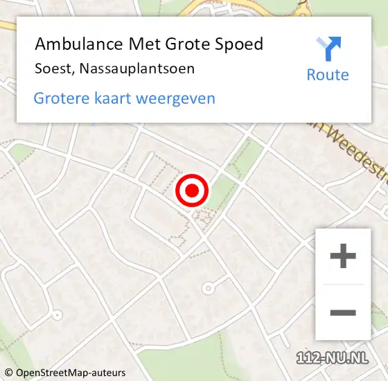 Locatie op kaart van de 112 melding: Ambulance Met Grote Spoed Naar Soest, Nassauplantsoen op 7 oktober 2017 18:59