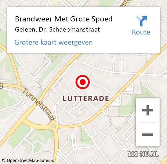 Locatie op kaart van de 112 melding: Brandweer Met Grote Spoed Naar Geleen, Dr. Schaepmanstraat op 7 oktober 2017 19:27