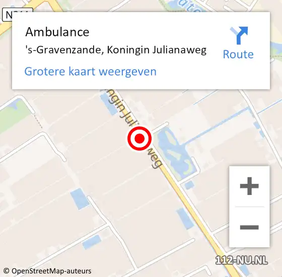 Locatie op kaart van de 112 melding: Ambulance 's-Gravenzande, Koningin Julianaweg op 7 oktober 2017 19:45
