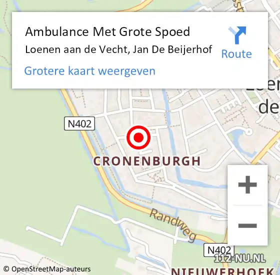 Locatie op kaart van de 112 melding: Ambulance Met Grote Spoed Naar Loenen aan de Vecht, Jan De Beijerhof op 7 oktober 2017 21:38