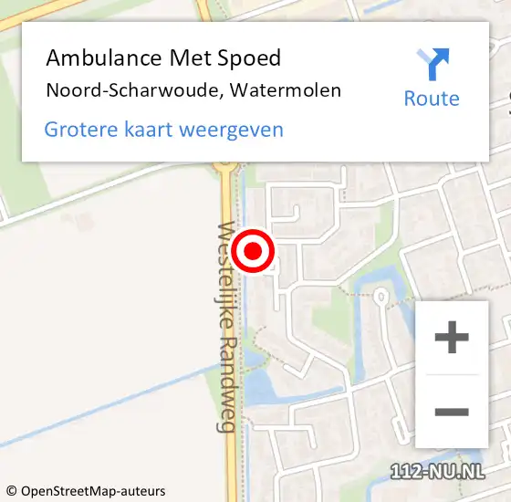 Locatie op kaart van de 112 melding: Ambulance Met Spoed Naar Noord-Scharwoude, Watermolen op 7 oktober 2017 21:59