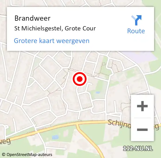 Locatie op kaart van de 112 melding: Brandweer St Michielsgestel, Grote Cour op 3 februari 2014 14:48