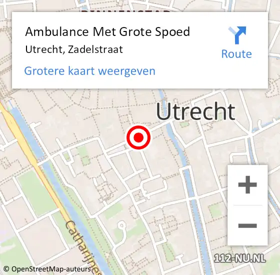 Locatie op kaart van de 112 melding: Ambulance Met Grote Spoed Naar Utrecht, Zadelstraat op 7 oktober 2017 22:29