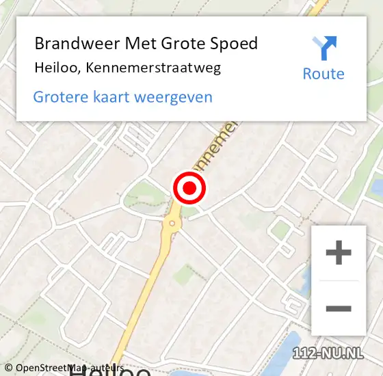 Locatie op kaart van de 112 melding: Brandweer Met Grote Spoed Naar Heiloo, Kennemerstraatweg op 7 oktober 2017 22:50