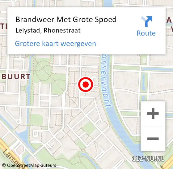 Locatie op kaart van de 112 melding: Brandweer Met Grote Spoed Naar Lelystad, Rhonestraat op 7 oktober 2017 23:32