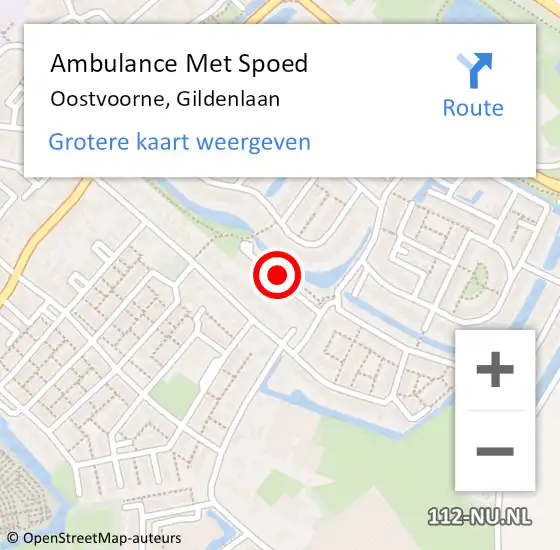 Locatie op kaart van de 112 melding: Ambulance Met Spoed Naar Oostvoorne, Gildenlaan op 7 oktober 2017 23:52