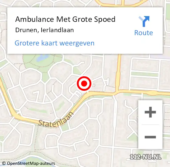 Locatie op kaart van de 112 melding: Ambulance Met Grote Spoed Naar Drunen, Ierlandlaan op 7 oktober 2017 23:54