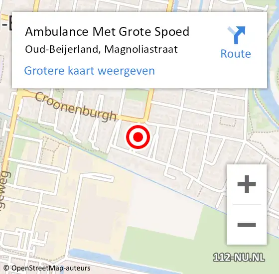 Locatie op kaart van de 112 melding: Ambulance Met Grote Spoed Naar Oud-Beijerland, Magnoliastraat op 8 oktober 2017 00:23