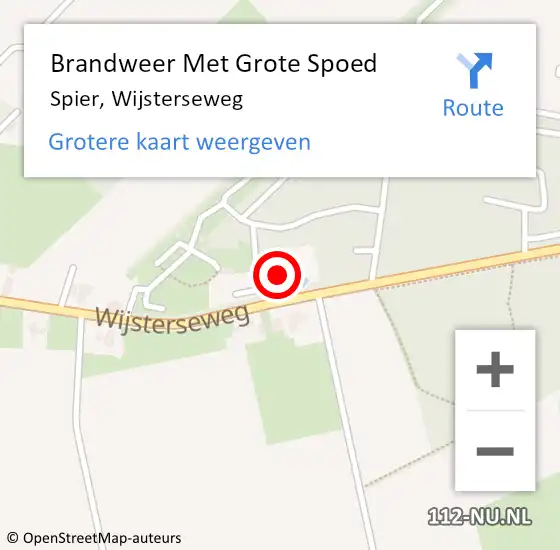 Locatie op kaart van de 112 melding: Brandweer Met Grote Spoed Naar Spier, Wijsterseweg op 8 oktober 2017 00:58