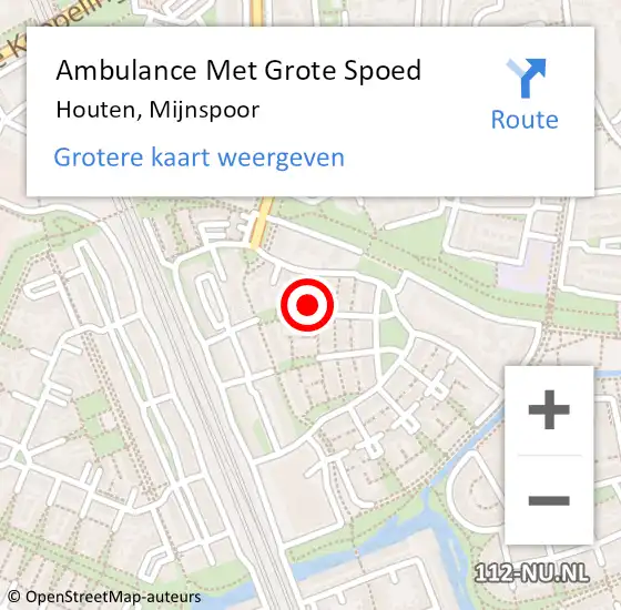 Locatie op kaart van de 112 melding: Ambulance Met Grote Spoed Naar Houten, Mijnspoor op 8 oktober 2017 01:52