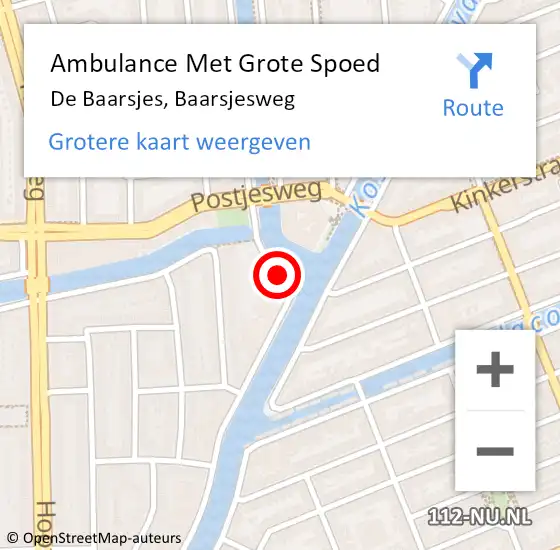 Locatie op kaart van de 112 melding: Ambulance Met Grote Spoed Naar Amsterdam, Baarsjesweg op 8 oktober 2017 02:08
