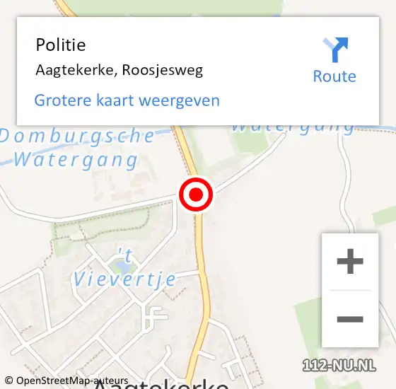 Locatie op kaart van de 112 melding: Politie Aagtekerke, Roosjesweg op 8 oktober 2017 02:47