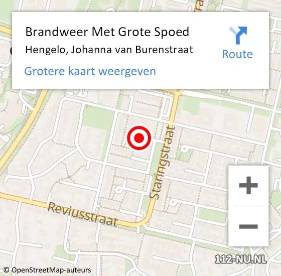 Locatie op kaart van de 112 melding: Brandweer Met Grote Spoed Naar Hengelo, Johanna van Burenstraat op 8 oktober 2017 03:13