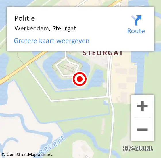 Locatie op kaart van de 112 melding: Politie Werkendam, Steurgat op 8 oktober 2017 03:31