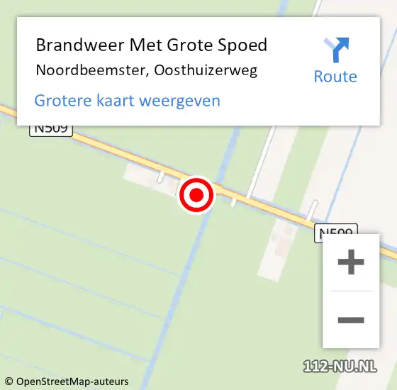 Locatie op kaart van de 112 melding: Brandweer Met Grote Spoed Naar Noordbeemster, Oosthuizerweg op 8 oktober 2017 03:54