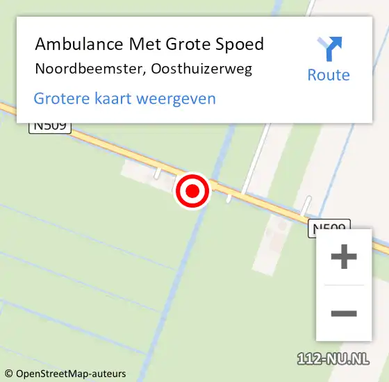 Locatie op kaart van de 112 melding: Ambulance Met Grote Spoed Naar Noordbeemster, Oosthuizerweg op 8 oktober 2017 03:55