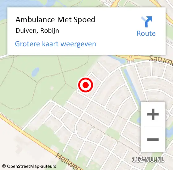 Locatie op kaart van de 112 melding: Ambulance Met Spoed Naar Duiven, Robijn op 8 oktober 2017 03:56