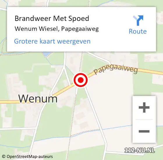 Locatie op kaart van de 112 melding: Brandweer Met Spoed Naar Wenum Wiesel, Papegaaiweg op 8 oktober 2017 04:14