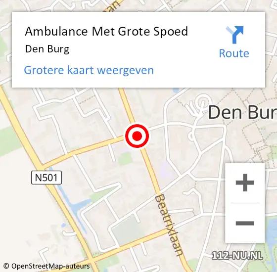 Locatie op kaart van de 112 melding: Ambulance Met Grote Spoed Naar Den Burg op 8 oktober 2017 04:32