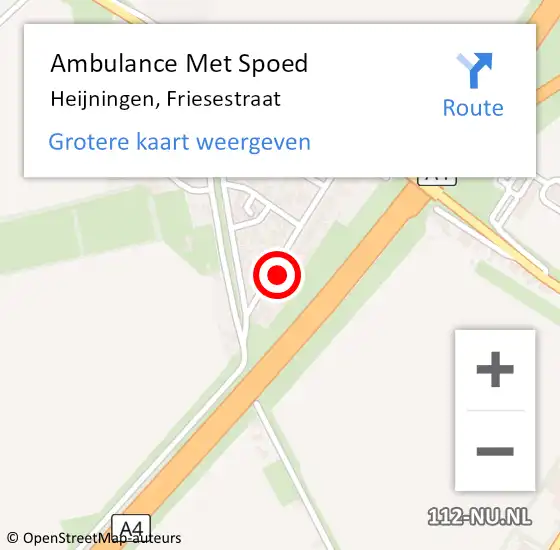 Locatie op kaart van de 112 melding: Ambulance Met Spoed Naar Heijningen, Friesestraat op 8 oktober 2017 05:11