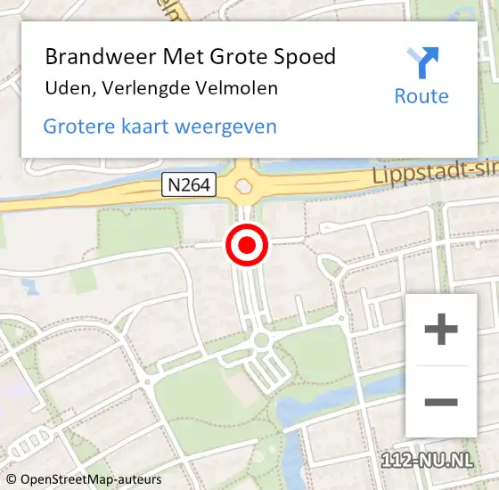 Locatie op kaart van de 112 melding: Brandweer Met Grote Spoed Naar Uden, Verlengde Velmolen op 8 oktober 2017 05:51