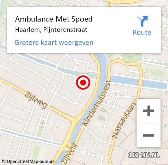 Locatie op kaart van de 112 melding: Ambulance Met Spoed Naar Haarlem, Pijntorenstraat op 8 oktober 2017 06:10