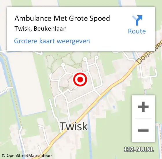 Locatie op kaart van de 112 melding: Ambulance Met Grote Spoed Naar Twisk, Beukenlaan op 8 oktober 2017 07:11