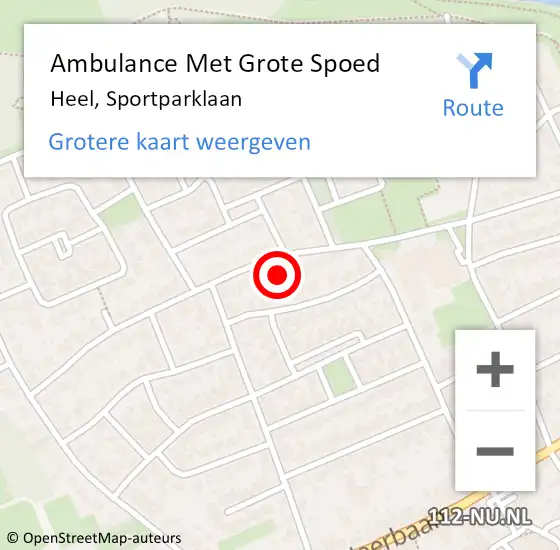 Locatie op kaart van de 112 melding: Ambulance Met Grote Spoed Naar Heel, Sportparklaan op 8 oktober 2017 07:49