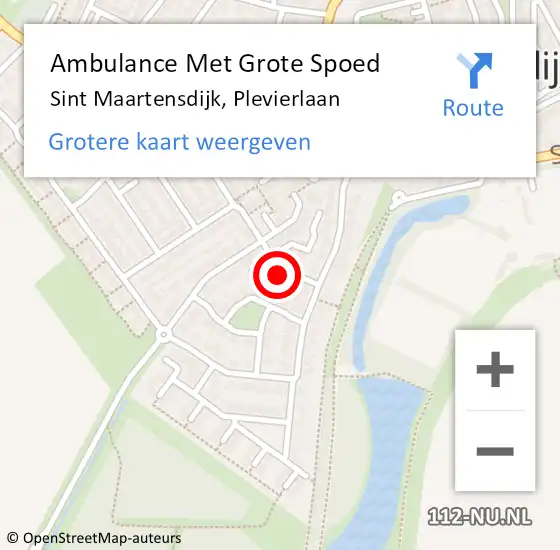 Locatie op kaart van de 112 melding: Ambulance Met Grote Spoed Naar Sint Maartensdijk, Plevierlaan op 8 oktober 2017 08:48