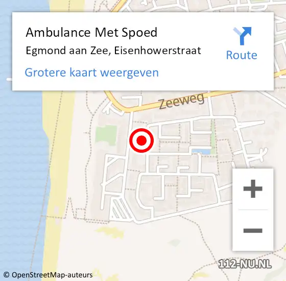 Locatie op kaart van de 112 melding: Ambulance Met Spoed Naar Egmond aan Zee, Eisenhowerstraat op 8 oktober 2017 08:49